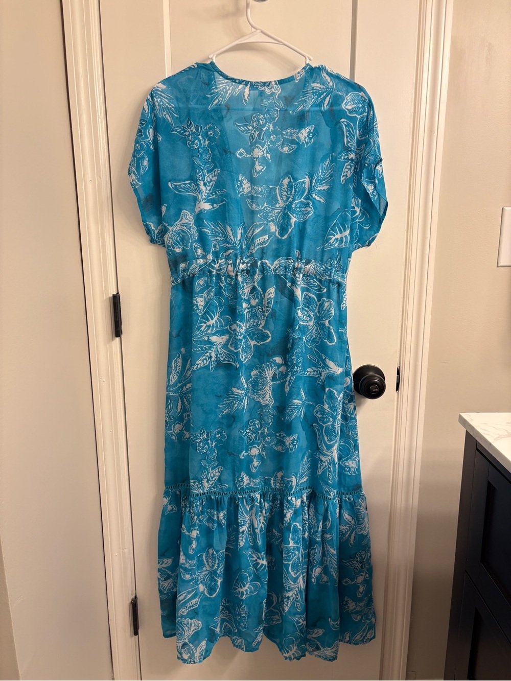 Blue Floral Midi Dress - Turquoise Summer Dress